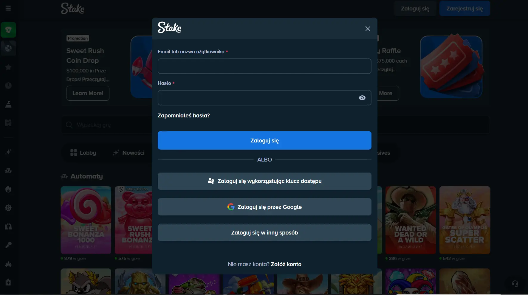 Stake Casino – Rejestracja i Login